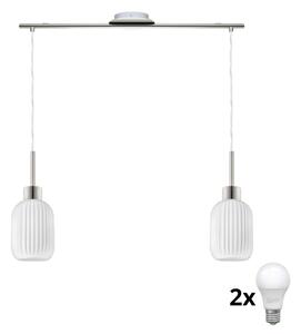 Lustră LED HARMA suspendată pe cablu 2xE27/60W/230V crom mat/alb