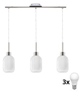 Lustră LED HARMA, suspendată pe cablu, 3xE27/60W/230V, crom mat/alb