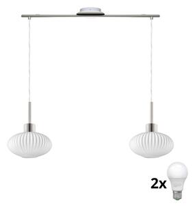 Lustră LED pe cablu HARMA 2xE27/60W/230V crom mat/alb