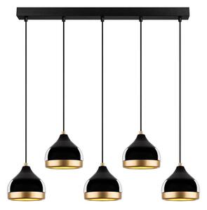 Lustră suspendată pe cablu YILDO, 5xE27/40W/230V, negru/auriu