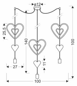 Lustra pentru copii TRIO cu cablu 3xE27/20W/230V roz/alb/gri