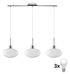 Lustră LED suspendată pe cablu HARMA 3xE27/60W/230V, crom mat/alb