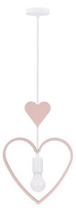 Lustră pentru copii pe cablu HEART 1xE27/20W/230V roz/alb