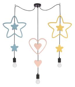 Lustră pentru copii pe cablu TRIO 3xE27/20W/230V albastru/roz/galben