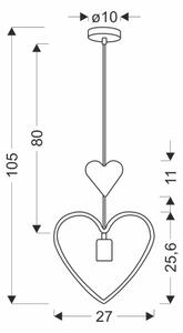 Lustră pentru copii pe cablu HEART 1xE27/20W/230V roz/alb