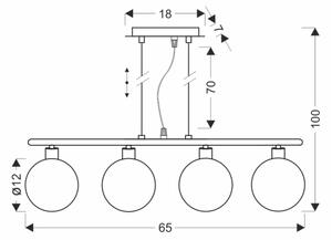 Lustră suspendată pe cablu SOMUL 4xG9/20W/230V, negru fumuriu