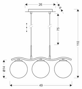 Lustră suspendată pe cablu LUMOS 3xG9/20W/230V negru fumuriu