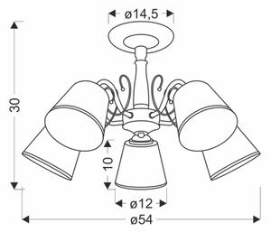 Candelabru cu tijă LOSANNA, 5 x E14, 40 W, 230 V, alamă