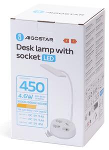 Aigostar - Lampă de birou LED dimabilă cu prize și port USB LED/4,6W/230V albă