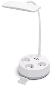 Aigostar - Lampă de birou LED dimabilă cu prize și port USB LED/4,6W/230V albă
