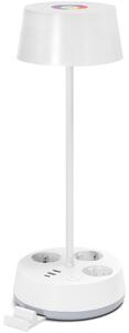Aigostar-LED Lampă de birou LED RGBW cu reglare a intensității, prize și port USB, 4,6W, 230V, alb