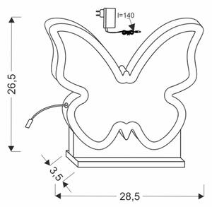 Lampă de birou LED pentru copii BUTTERFLY LED/14W/230V roz