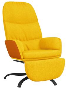 Scaun de relaxare cu taburet, galben muștar, material textil