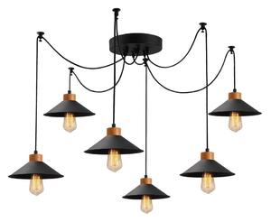 Candelabru suspendat MANAVGAT 6xE27/40W/230V, stil păianjen, negru/maro