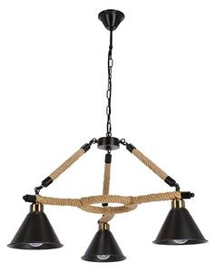 Candelabru cu lanț NEGRU, 3xE27/40W/230V, negru/maro