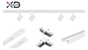 Sistem de sine monofazate, 2 x 1 metru, 4 reflectoare, LED GU10, conectori, maxim 1000W, alb mat
