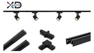 Sina cu proiectoare reglabile, 4 reflectoare, LED GU10, 2 x 75 cm, conectori inclusi, negru mat
