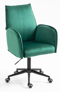 HR280K Scaun Verde din Catifea cu Bază Neagră