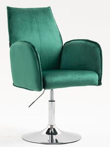 HR280N Scaun Verde din Catifea cu Bază Cromata