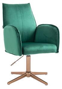 HR280CROSS Scaun Verde din Catifea cu Bază Aurie