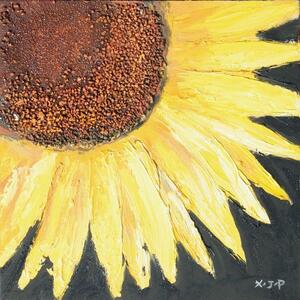 Tablou pictat manual Floarea Soarelui B, 40x40cm