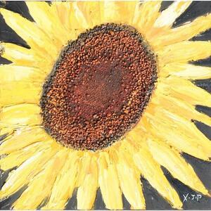 Tablou pictat manual Floarea Soarelui A, 40x40cm