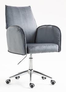 HR280K Scaun Grafit din Catifea cu Bază Cromata