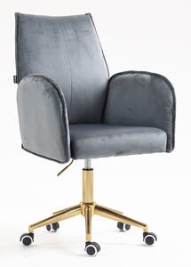 HR280K Scaun Grafit din Catifea cu Bază Aurie