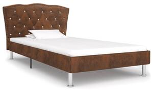 Cadru de pat, maro, 90 x 200 cm, piele întoarsă artificială