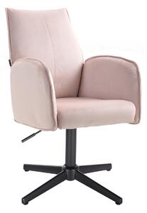 HR280CROSS Scaun Roz din Catifea cu Bază Neagră