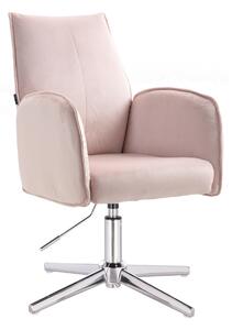 HR280CROSS Scaun Roz din Catifea cu Bază Cromata