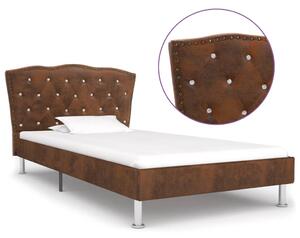 Cadru de pat, maro, 90 x 200 cm, piele întoarsă artificială