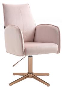 HR280CROSS Scaun Roz din Catifea cu Bază Aurie