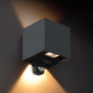 Brilagi - Aplică LED de exterior cu senzor CUBE LED/6W/230V antracit