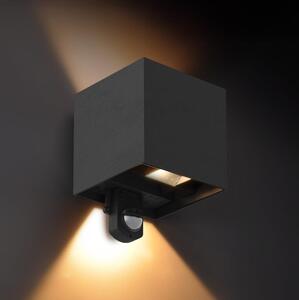 Brilagi - Aplica de perete LED pentru exterior cu senzor CUBE, 6 W, 230 V, negru
