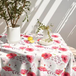 Goldea față de masă decorativă loneta - flori de mac 120 x 160 cm