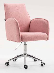 HR280K Scaun Roz Pudra Boucle cu Bază Cromata
