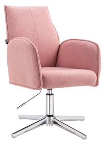 HR280CROSS Scaun Roz Pudra Boucle cu Bază Cromata