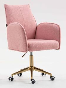 HR280K Scaun Roz Pudra Boucle cu Bază Aurie
