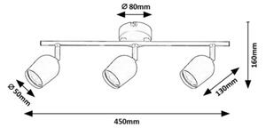 Rabalux 73103 - Spot LIANET, 3x GU10/15W/230V, negru