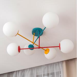 Lustră aplicată MOON, 6x E27/15W/230V, turcoaz/galben/roșu