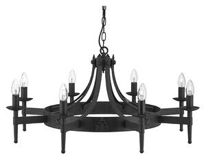 Searchlight 2428-8BK - Candelabru cu lanț CARTWHEEL 8xE14/60W/230V, negru