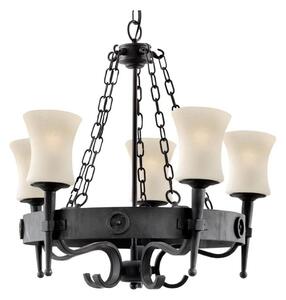Searchlight 0815-5BK - Candelabru suspendat pe lanț CARTWHEEL 5xE27/60W/230V negru
