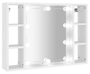 Dulap cu oglindă și LED, alb, 76x15x55 cm