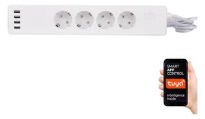 Prelungitor 1,8 m cu întrerupător + 4xUSB/Wi-Fi Tuya SCHUKO