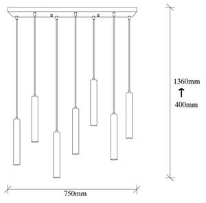 Candelabru suspendat cu cablu TEMPO 7xE27/40W/230V, auriu
