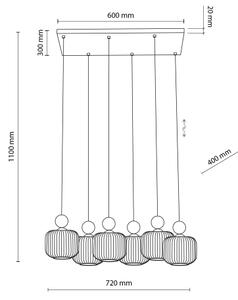 Candelabru suspendat pe cablu BALLO, 6xE14/10W/230V, bej