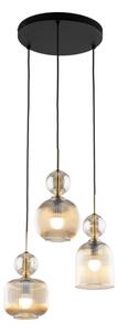 Lustră pe cablu SOPHIA 3xE14/10W/230V negru/bej fumuriu