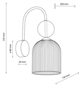Aplica de perete SOPHIA, 1xE14/10W/230V, negru/bej fumuriu