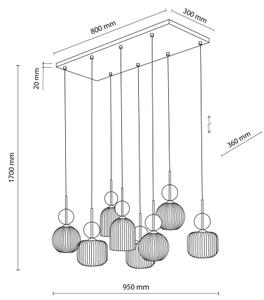 Candelabru suspendat pe cablu SOPHIA, 8xE14/10W/230V, negru/bej fumuriu